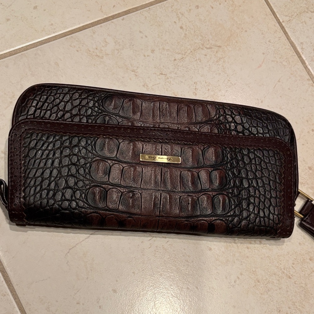 Kenneth Cole Brown and black Crocodile-Embossed Wristlet